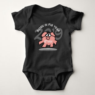Body Drôle Cartoon Pink Pig personnalisé Bébé personnal