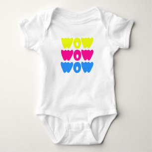 Body Drôle coloré WOW dire simple rose bleu jaune