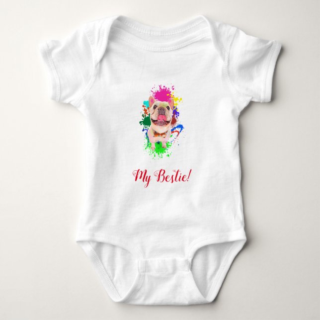 Body Drôle mignon Frenchie Chien Baby Bodysuit (Devant)