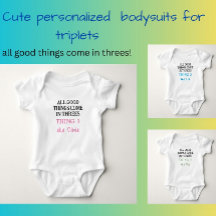 Drôle Triplets Tenue Avec Nom, Unisex Personnalisé