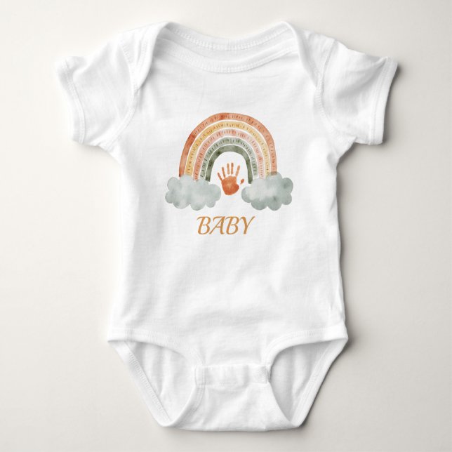 Body Earthy Tone Watercolor Boho Rainbow "Baby"  (Devant)