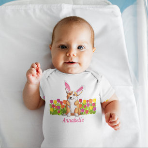 Body Easter Corgi Bunny Ears Flowers Cute Custom