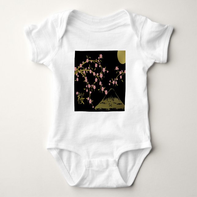 Body Écran Japonais Rose Sakura Or Noir (Devant)