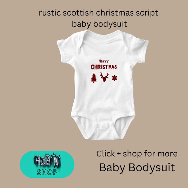 Body écriture de noël rustique écossais (rustic scottish christmas script baby bodysuit)