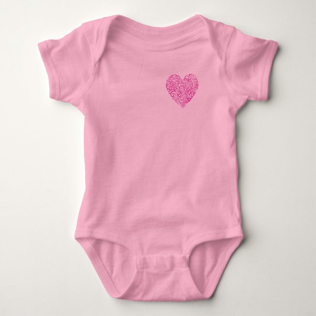 Body Écriture spirale coeur rose pour la Saint Valentin (Devant)