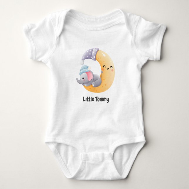 Body Élément lune éléphant bébé personnalisé mignon  (Devant)