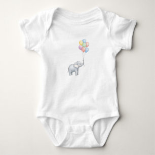 Body Éléphant à l'aquarelle mignon avec ballons pastel