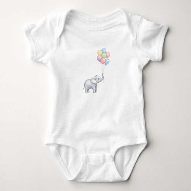 Body Éléphant à l'aquarelle mignon avec ballons pastel  (Devant)