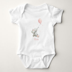 Body Éléphant aquarelle floral mignon avec ballon