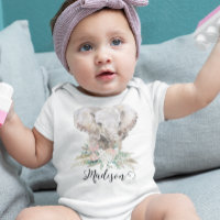 Éléphant Bébé Aquarelle Tropical Bohème