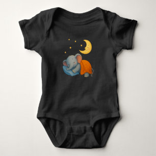 Body Éléphant Bébé Endormi Sous la Lune – Rêve Mignon