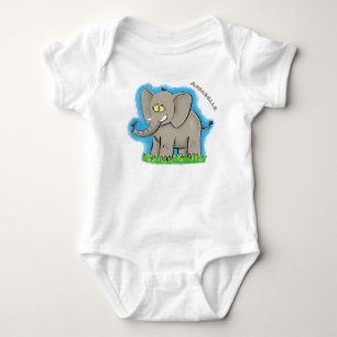 Body Éléphant drôle mignon avec oiseau sur le trompe ca
