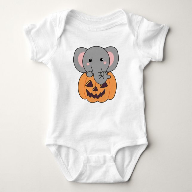 Body Elephant In Pumkin Cute Elephant Happy Halloween (Devant)