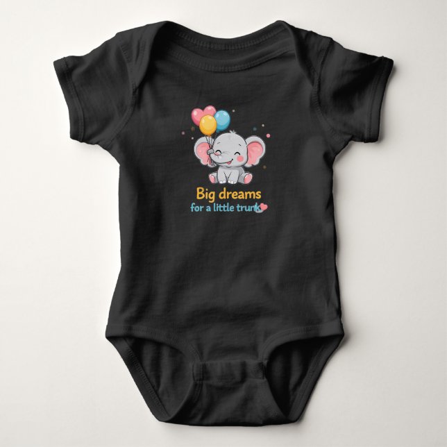 Body Éléphant Mignon avec Ballons - Grands Rêves pour u (Devant)