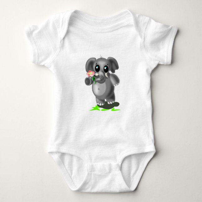 Body Eléphant mignon avec Bodysuit bébé Fleur (Devant)