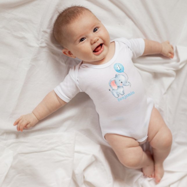 Body Eléphant mignon bébé avec ballon 1er anniversaire (Créateur téléchargé)