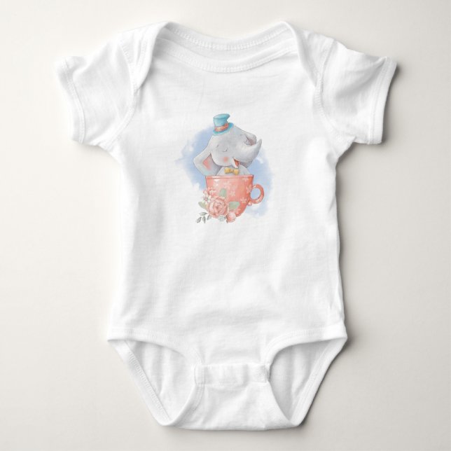 Body Éléphant Mignon Dans Une Tasse Sublimation (Devant)