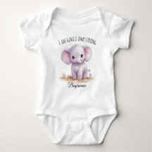 Éléphant Violet Adorable "Je Suis Douce et Forte"