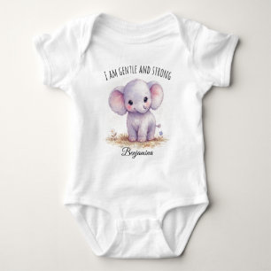 Body Éléphant Violet Adorable "Je Suis Douce et Forte"