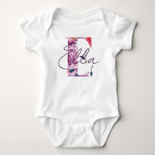Body Ella Baby Name Flower Script Vintage Floral E