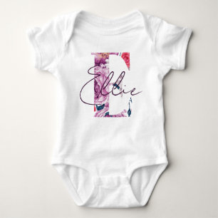 Body Ellie Baby Name Flower Script Vintage Floral E