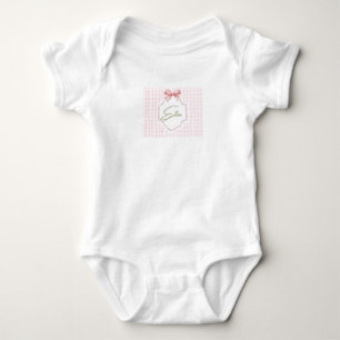 Body Ellie Nœud Rose Personnalisé & Imprimé Gingham