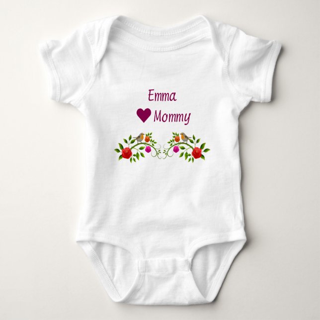 Body Emma Hearts Aime Maman Twins Fleurs Oiseaux (Devant)