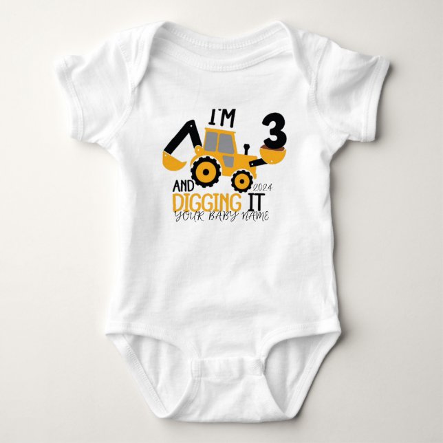 Body Enfants Trois 3 ans 3e Anniversaire Construction G (Devant)