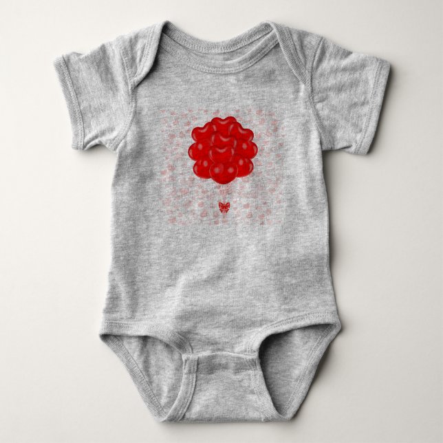 Body Ensemble artistique bébé à fleurs rouges - Mignon (Devant)
