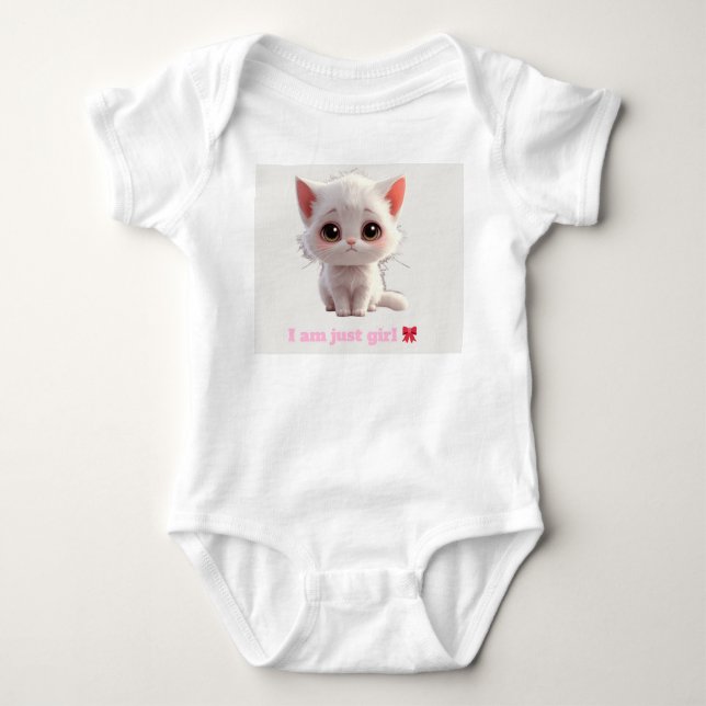 Body Ensemble bodysuit bébé pour petite chatte blanche  (Devant)