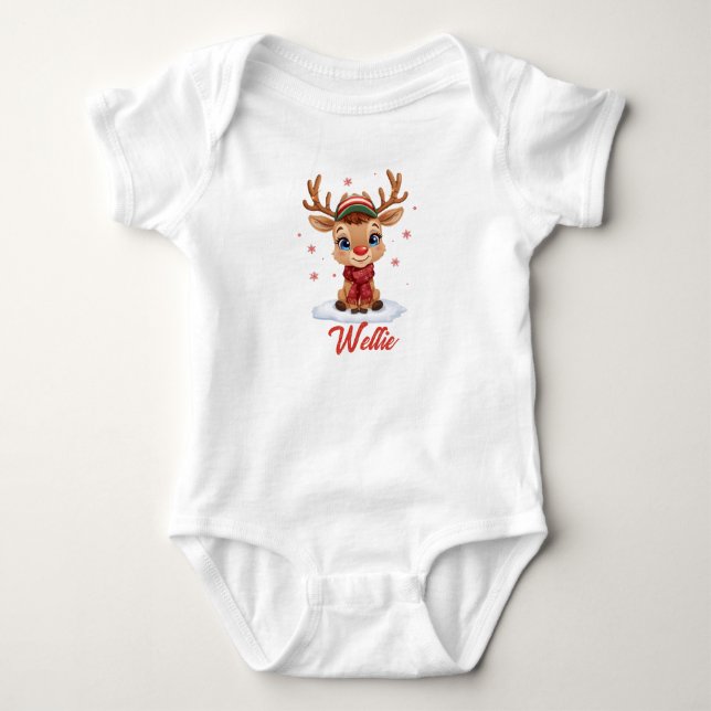Body Ensemble de Noël personnalisé pour bébé avec un re (Devant)