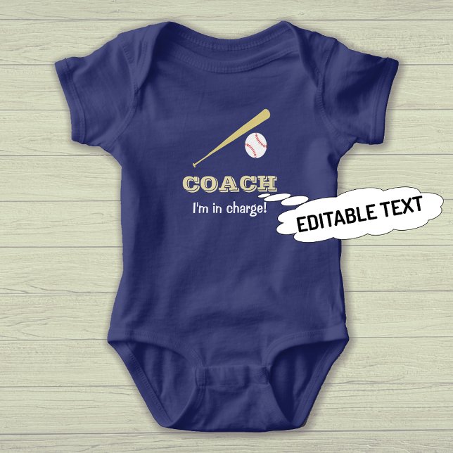 Body Entraîneur de baseball coutume texte fun sports (Sample shows royal blue bodysuit option)