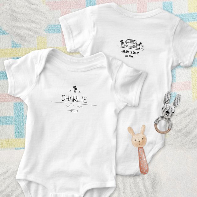 Body Équipage de Surfeur de Vieille Fourgonnette (Vintage Van Life Surfer Crew Baby Bodysuit ©Susanne Sachers - Sunny Wanderlust 🌞✈️)