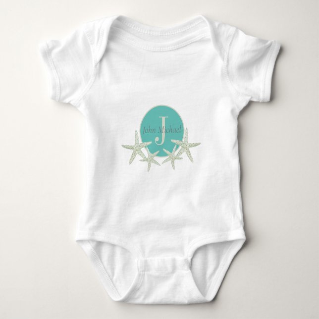 Body Étoile de mer aquarelle turquoise monogrammée (Devant)