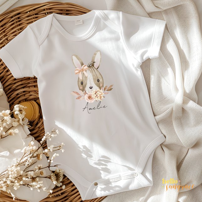 Body Fall Pumpkin Rabbit Floral Baby Bodysuit (Pumpkin Rabbit Boho Baby Bodysuit)