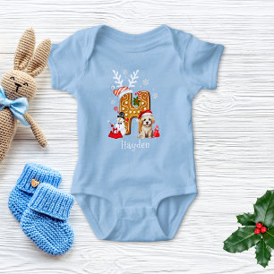 Body Famille Noël Chien Gâteau Lettre H Garçon