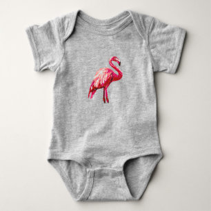 Body Faux Flamingo Tropical Oiseau Bébé Imprimé Paillet