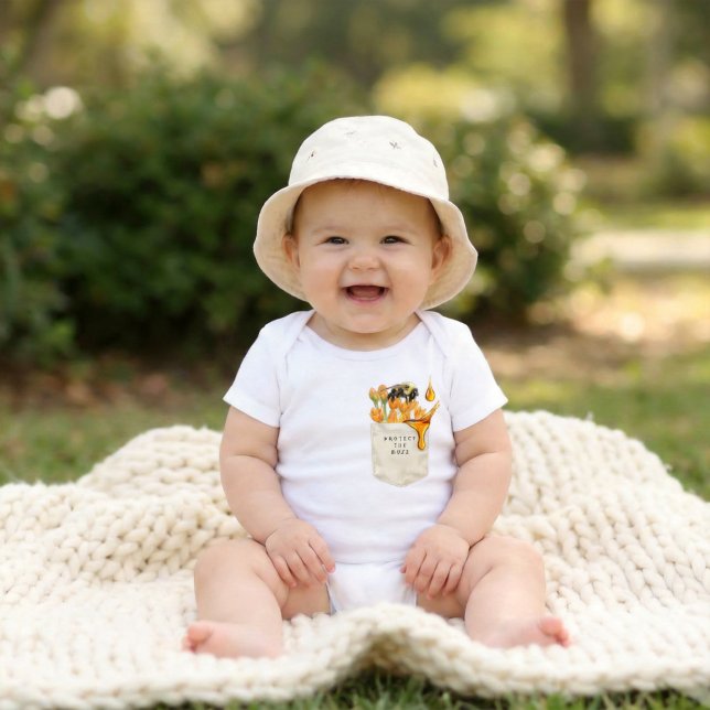 Body Faux Pocket Bee Personnalisé (Personalized Little Pollinators Faux Pocket Bee Baby Bodysuit)