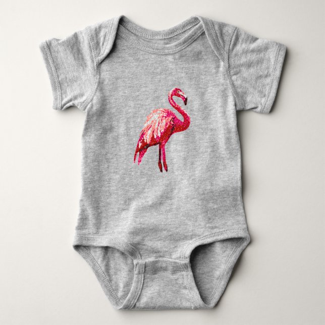 Body Faux Sequin Imprimé Flamant rose tropical Bébé d'o (Devant)