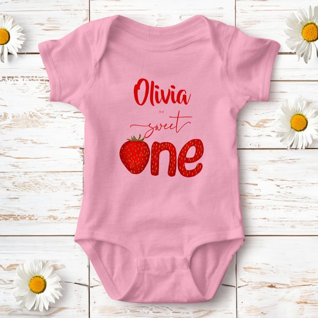 Body Fête d'anniversaire de fraise sucrée imprimée (Sweet one strawberry birthday party printed baby bodysuit birthday photoshoot t-shirt matching)