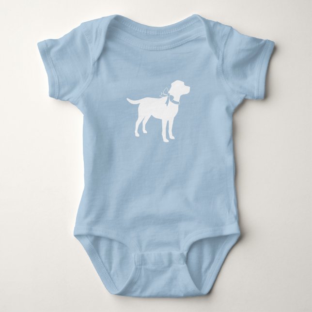 Body Fête de naissance de bébé chien Labrador Bleu Garç (Devant)