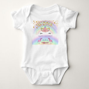 Body Fête licorne Arc-en-ciel 1er Anniversaire fille fa