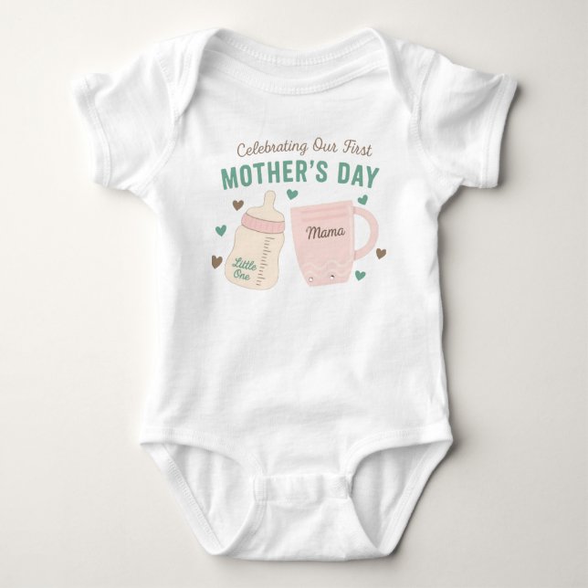 Body fêter le premier jour de maman t-shirt bébé (Devant)