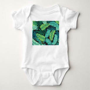 Body Feuilles tropicaux verts : motif vintage.