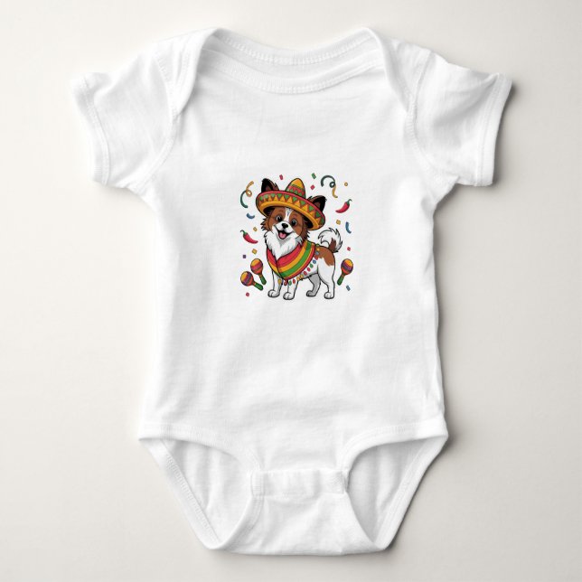 Body Fiesta Papillon Chien portant Sombrero et Sarape (Devant)