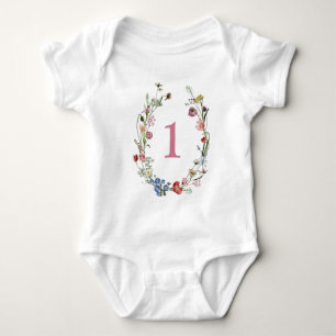 Body Fille 1er anniversaire Fleurs sauvages Wreath