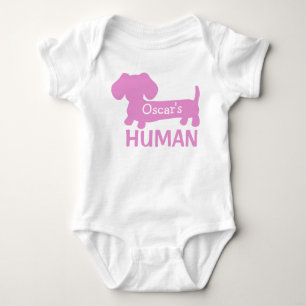 Body Fille du Dachshund Personnalisé en Rose