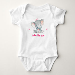 Body Fille éléphant rose Nom Nouveau-né Tout-petit 1 pi