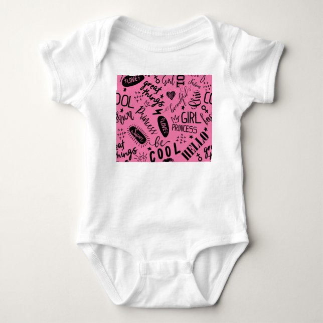 Body Filles Calligraphic : Motif de mode sans couture (Devant)