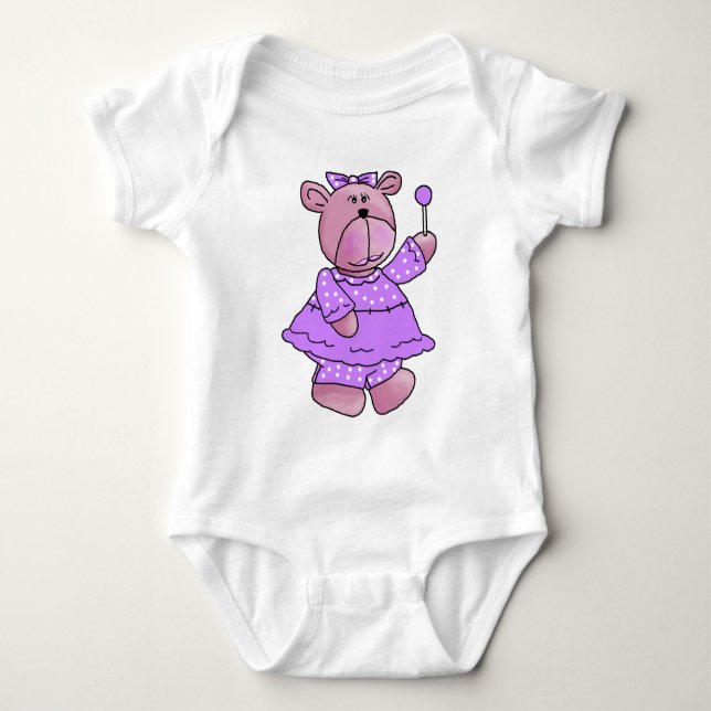 Body Filles Enfant Ours Sucette Violet (Devant)